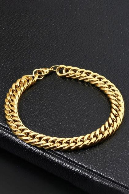 Unisex Stainless Thick Cuban Gold Steel Bracelet