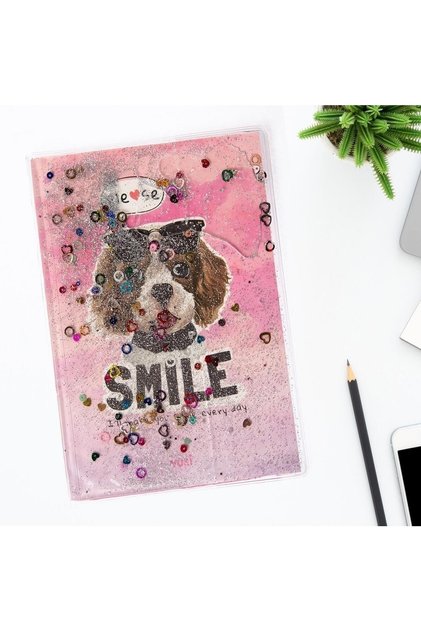 Patterned A5 Notebook with Glitter and Watery Cover