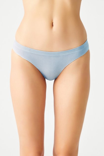 Blue Ribbed Seamless Classic Panties Ribbed Classic