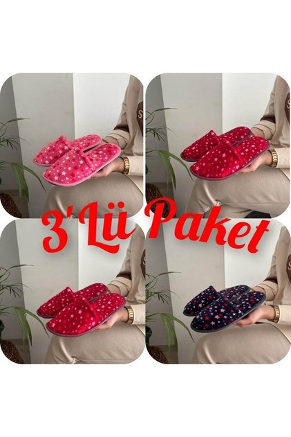 Pack of 3 Winter Comfortable Women's Indoor Slippers Dowry Dormitory Guest Winter Slippers