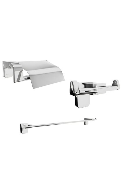 F 1 Series Stainless Wall Mounted Toilet Paper Holder, Towel Holder, Hanger Set Chrome