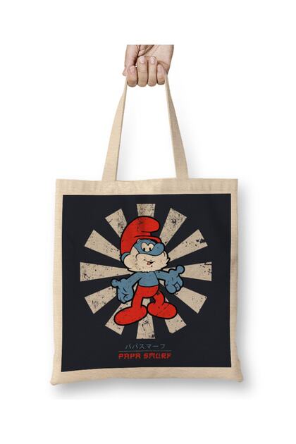 Papa Smurf Retro Japanese Tote Bag Long Handle