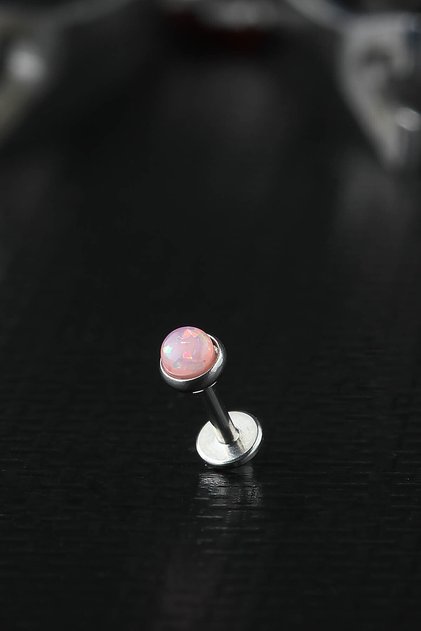 3mm Disk Pembe Sedef Cerrahi Çelik Tragus Piercing