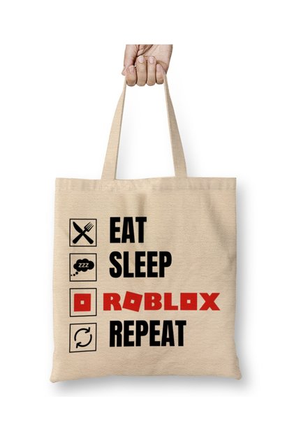 Eat Sleep Roblox Repeat Cloth Bag Long Handle