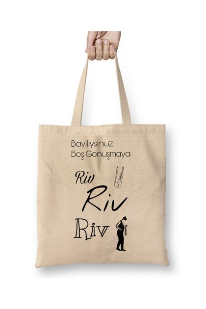 Rivrivriv Bayiliysin Empty Chat Black Sea Cloth Bag Long Handle