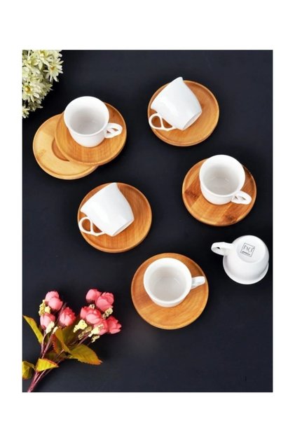 Cupa Home Bambulu Porselen 6lı Kahve Fincanı Takımı
