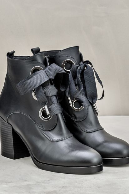 Elle Shoes ADAL Hakiki Deri Siyah Kadın Bot - 3