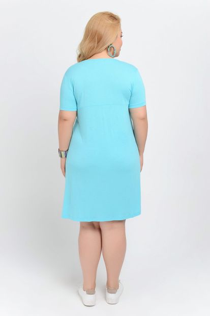 Big Free Kadın Açık Mavi Cepli Yarım Kol Örme Elbise TB19YB111711 - 4