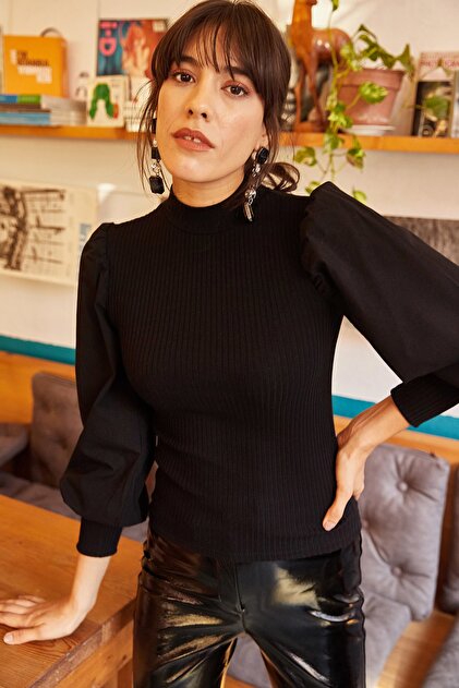 Olalook Women's Black Balloon Sleeve Blouse BLZ-19000705- Trendyol