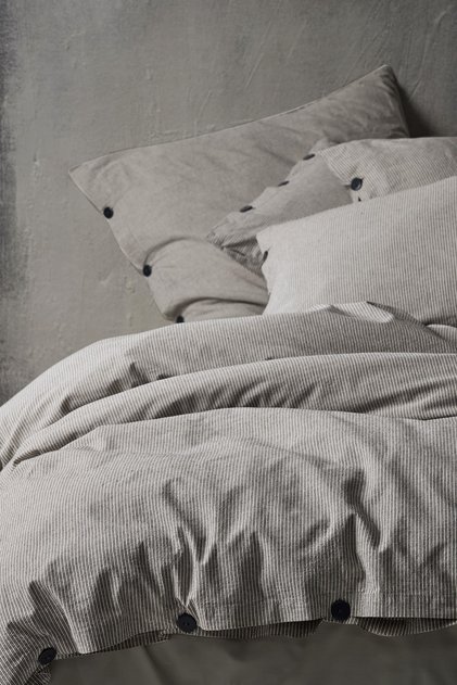 طقم غطاء لحاف مخطط 100% من القطن بحجم كينغ قابل للغسل وطلاء غزل أنثراسايت