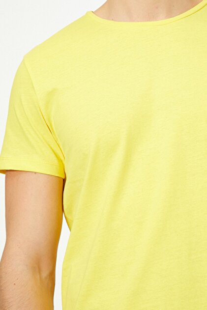 Koton Erkek Sarı Bisiklet Yaka T-Shirt 	0YAM12136LK - 5