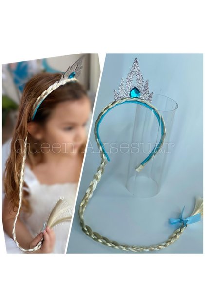 Μπλε Elsa Yellow Mesh Hairpiece Μαλλιά Παιδική Τιάρα Snow Queen Princess Crown