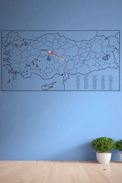 Türkiye Haritası Duvar Stickerı (110 x 56 cm)