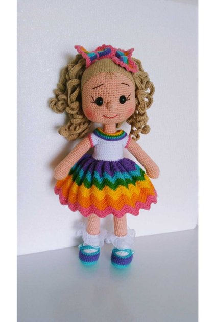 Kıvırcık Saçlı Karnaval Bebek Amigurumi Organik Oyuncak