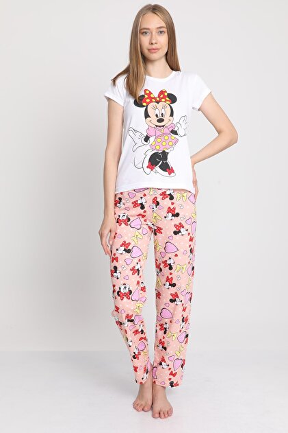 MD trend Kadın Pudra Renkli Baskılı Alt Üst Pijama Takımı Mdt3670 - 3