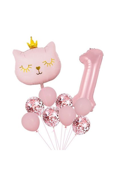 مجموعة بالونات Miss Catt Cat من Mini Party Store باللون الوردي