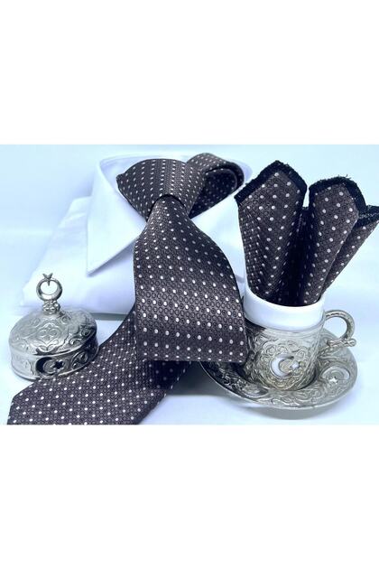 Woven Handkerchief Tie Men's Fabric Brown
