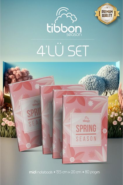 Spring Season Midi Defter Dikişli 4'lü Set 64