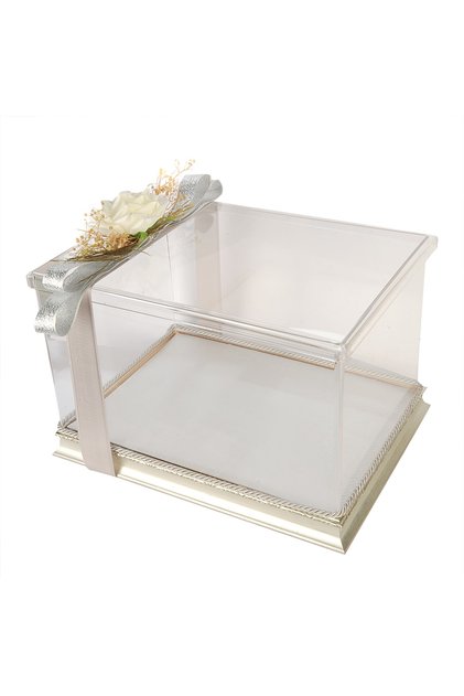Damat -gelin Söz Nişan Bohça Kutusu Çeyiz Kutusu Gümüş Renk Çerçeveli Ölçü 35 Cm X 25 Cm X 20 Cm