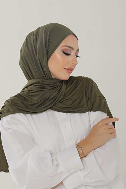 Khaki Luxury Combed Cotton Shawl - Women's Hijab Jersey Hijab Lycra Shawl
