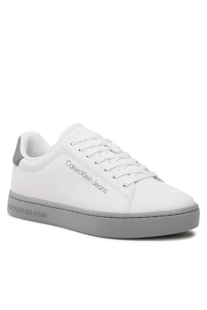 Erkek Kalın Tabanlı Marka Logolu Bağcıklı Beyaz Sneaker YM0YM00715-0K5