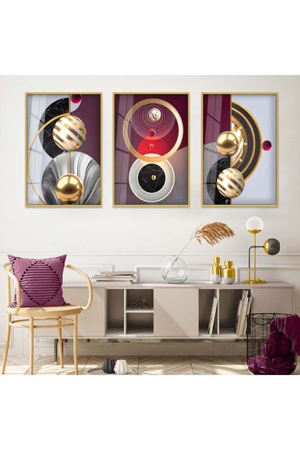Minimalist Abstract Pattern 3-Piece Metal Frame Glass Table Set
