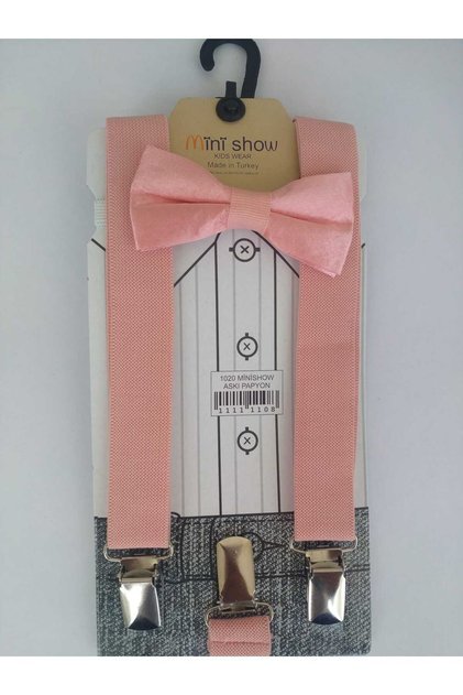 Adjustable 1-9 Years Old Powder Children's Trouser Suspenders and Bow Tie Set