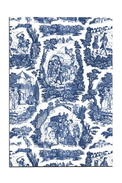 Bleu Blanc White Navy Blue Vintage Patterned Decorative Woven Base Carpet Mira 1255