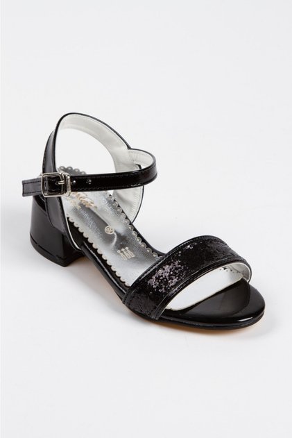 Black Shiny Glitter Detailed Girls' Evening Dress Shoes