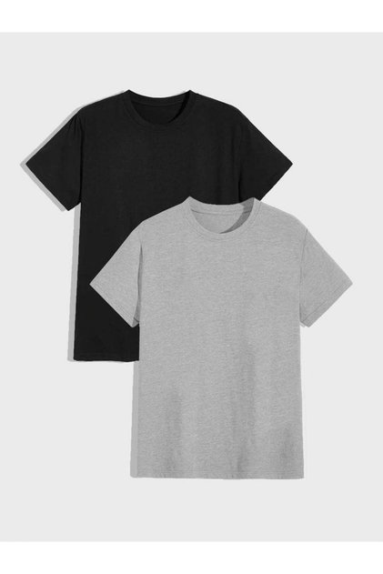 Basic Plain Patternless 2-Pece Oversize Unisex Tshirt Multi Combination