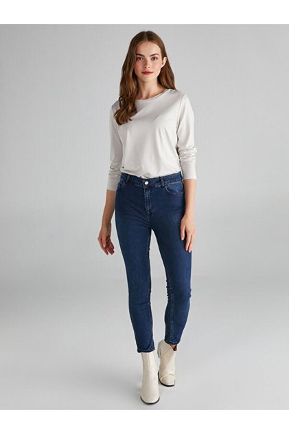 Yüksek Bel Bilek Boy Skinny Jean Pantolon B00030