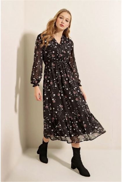 2137 Black Women's Chiffon Dress