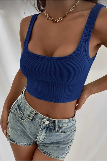Women's Strappy Square Neck Crop Tank Top