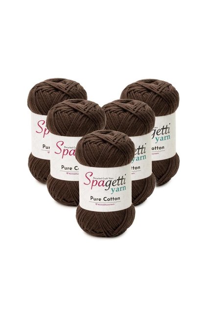 Pure Cotton 5-Piece Dark Brown Hand Knitting Yarn