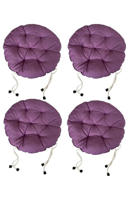 4 ADET 40X40 Cm Yuvarlak Tabure Minderi - Sandalye Minderi - Puf Minder