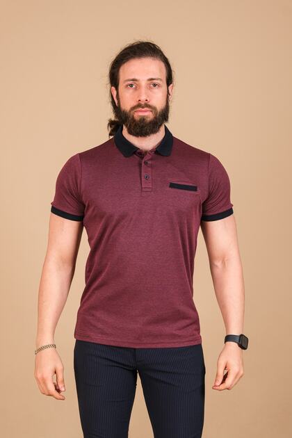 Men's Mercerized Fleto Pocket Collar Detailed Kagi T-shirt