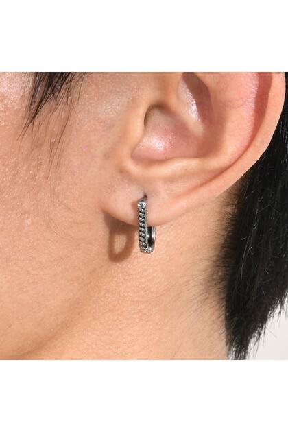 Long Serrated Drop Model Ring Stainless 316L Steel Vintage Unisex Thin Earrings
