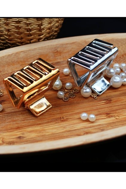 Kadın Gold,Gümüş 2'Li Mandal Toka (5cm)