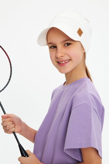 Kız UV Korumalı Katlanabilir Üstü Açık Yumuşak Siperli %100 Pamuklu Penye Tenis Vizör Şapka
