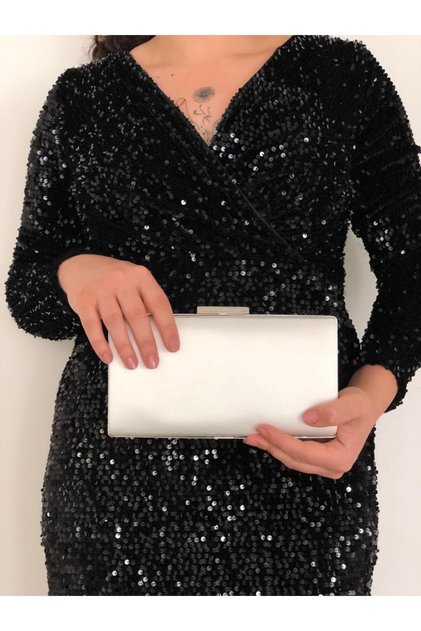Satin Mother of Pearl Evening Dress Bag