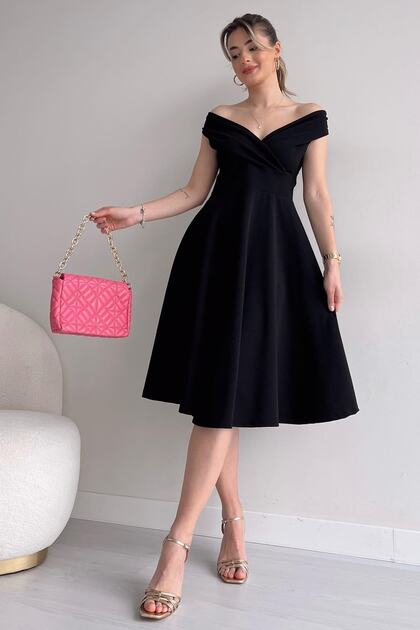 New Season Women's Double Breasted Collar Flared Cut Stretchy Fabric Double Breasted Dress 046
