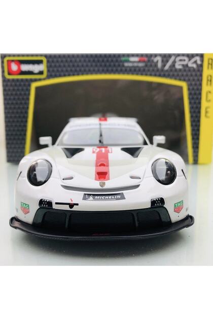 Burago 2023 Yeni -New Porsche 911 RSR GT #911 White / Red 1:24