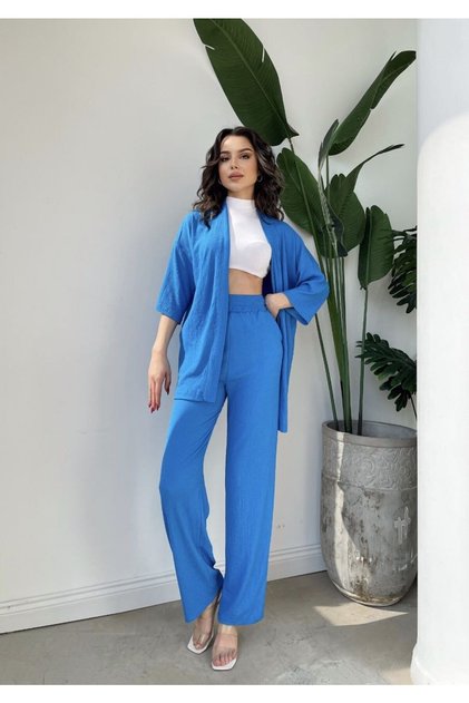 Kimono Seersucker Top and Bottom Set