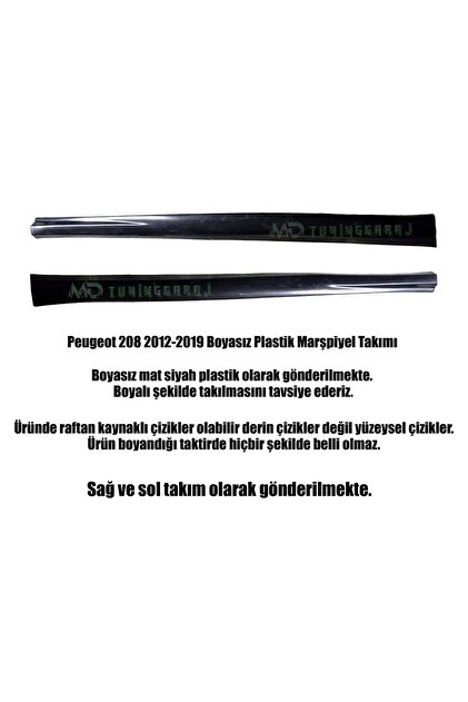 mdtuninggaraj Peugeot 208 2012-2019 Boyasız Plastik Marşpiyel