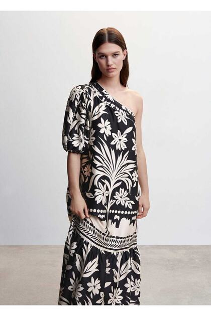 asymmetrical satin dress mango Asymmetrical satin dress with fringes