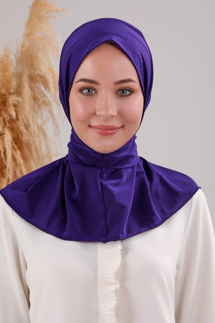 Women's Hijab Practical Snap Fastener Sandy Scarf Ready-made Shawl Blue