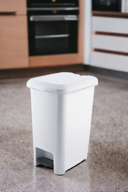 Pedallı Çöp Kovası 10 Litre Beyaz Çöp Kovası Slim Pedallı Çöp Kovası 10 Litre 36 Cm Beyaz
