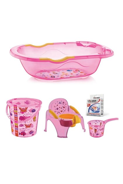 Lüx Bebek Yıkama Banyo Küvet Seti 5 Parça Pembe