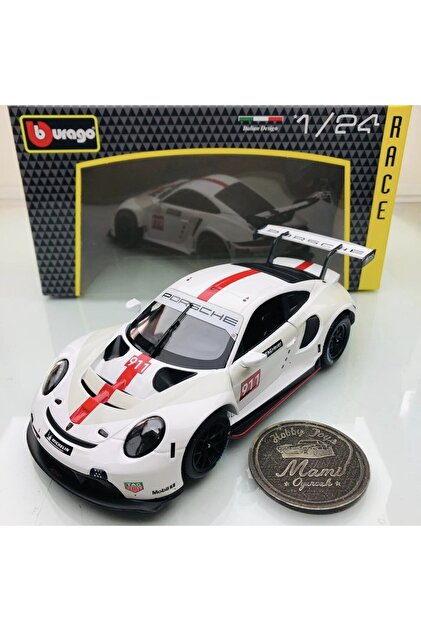 Burago 2023 Yeni -New Porsche 911 RSR GT #911 White / Red 1:24