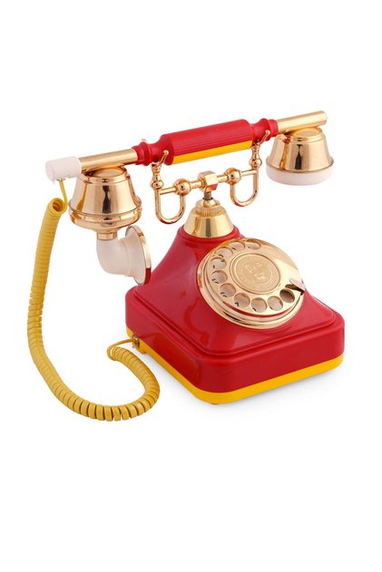 Sarı Kırmızı Klasik Çevirmeli Telefon